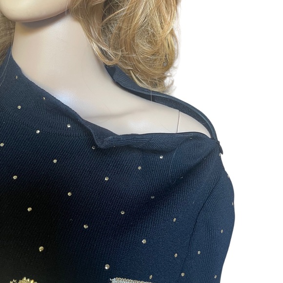 St. John Evening  Gold Star
Ribbon Sweater Black/ivory skirt | Size M/4 - Picture 11 of 16